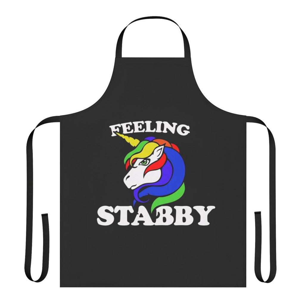 Whimsical apron featuring a unicorn-themed retro rainbow design