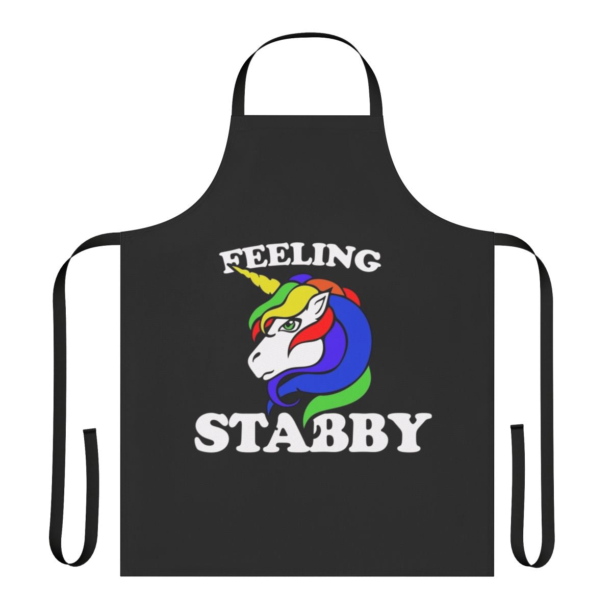 Whimsical apron featuring a unicorn-themed retro rainbow design