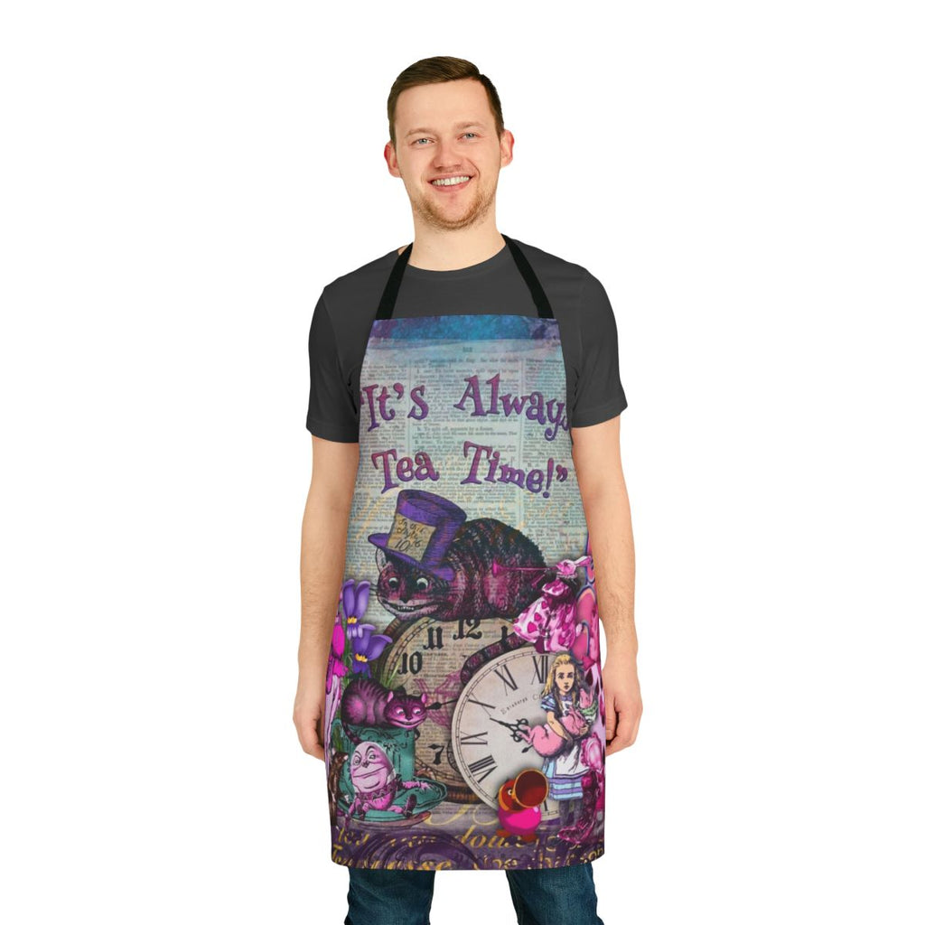 Whimsical vintage-style apron featuring Alice in Wonderland inspired design