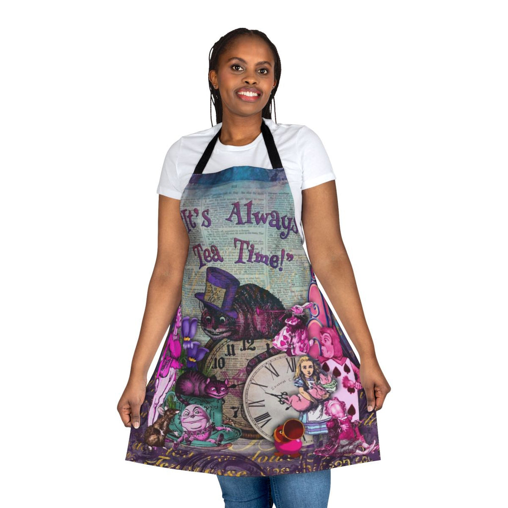Whimsical vintage-style apron featuring Alice in Wonderland inspired design