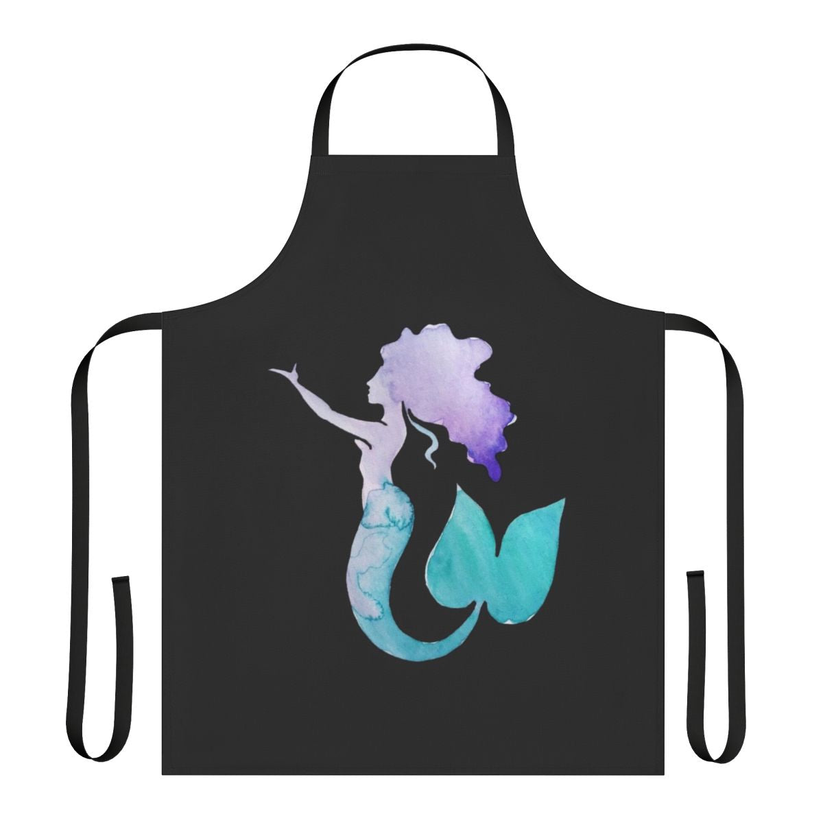 Whimsical watercolor mermaid design on a durable, functional apron