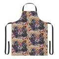 Whimsical apron featuring abstract floral and geometric designs inspired by the folk band The Way Down Wanderers