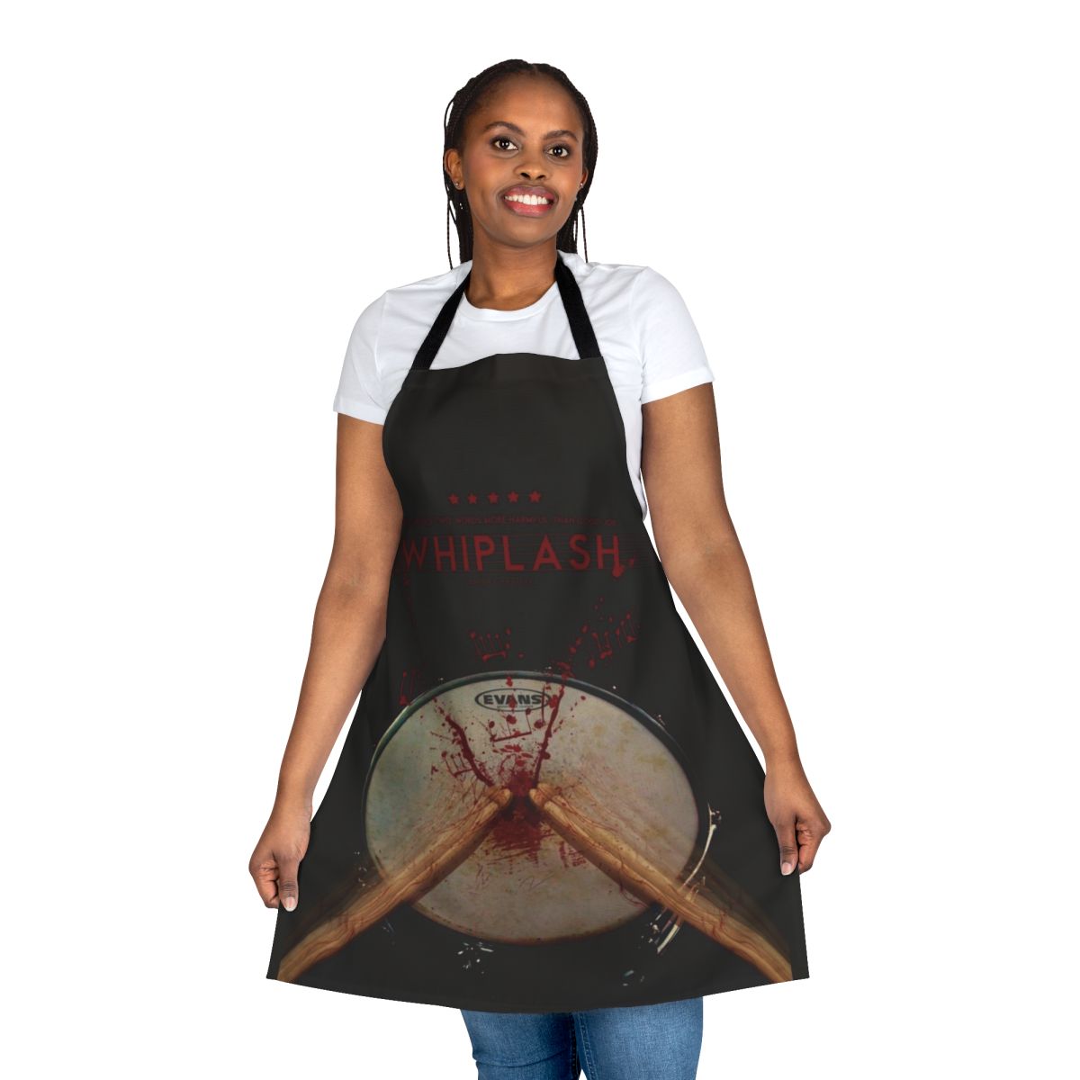 Whiplash-inspired apron featuring the iconic imagery and themes from the acclaimed film