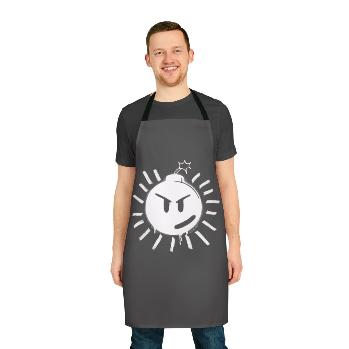 White apron with Sex Bob-omb logo from the movie Scott Pilgrim vs. the World