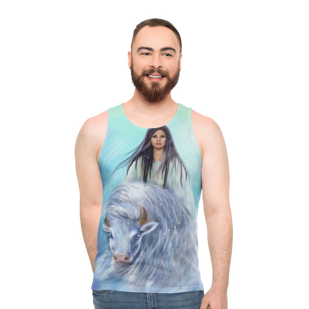 White Buffalo Calf Woman Unisex Tank Top