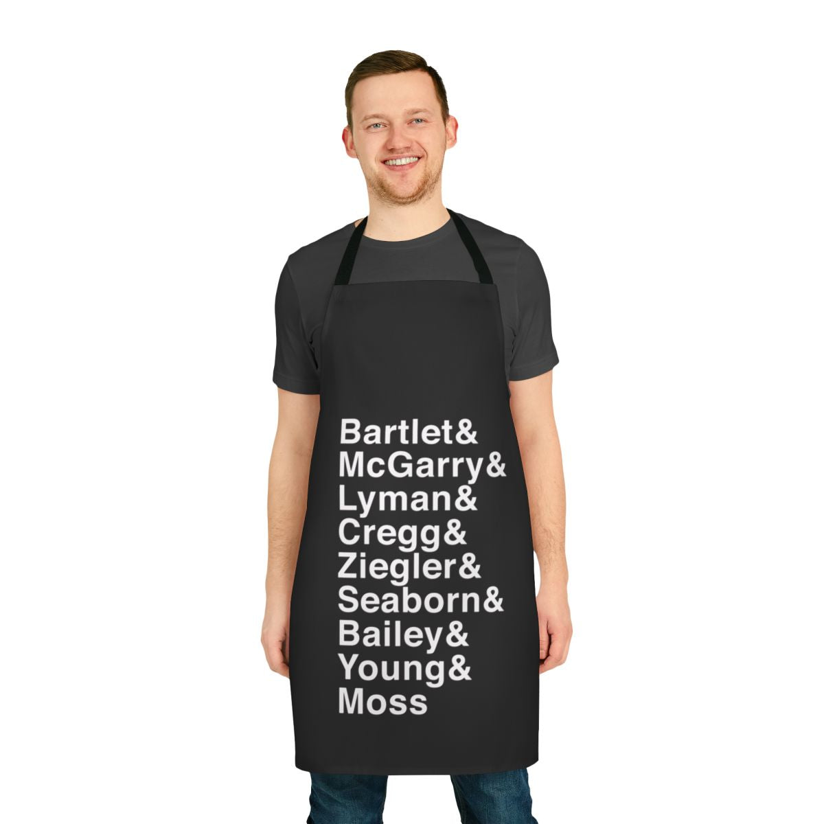 White House inspired black and white apron for political office staff