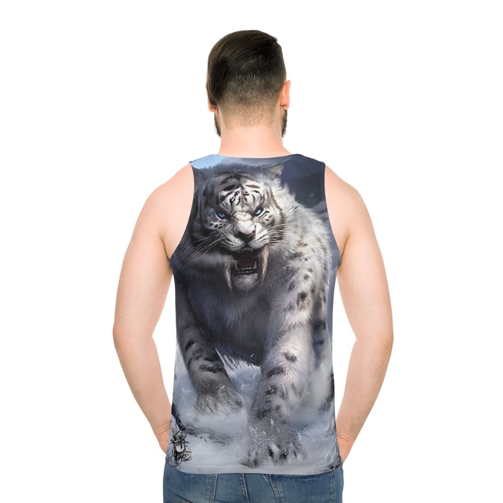 White sabertooth tiger legendary animal unisex tank top