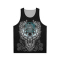 White stag unisex tank top with celtic runes and fantasy design