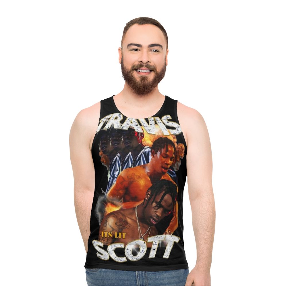 White unisex tank top for streetwear and urban fashion