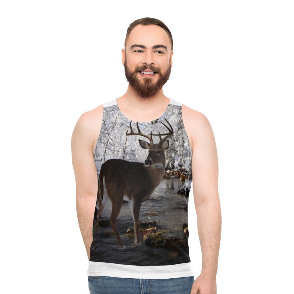Whitetail deer printed unisex tank top