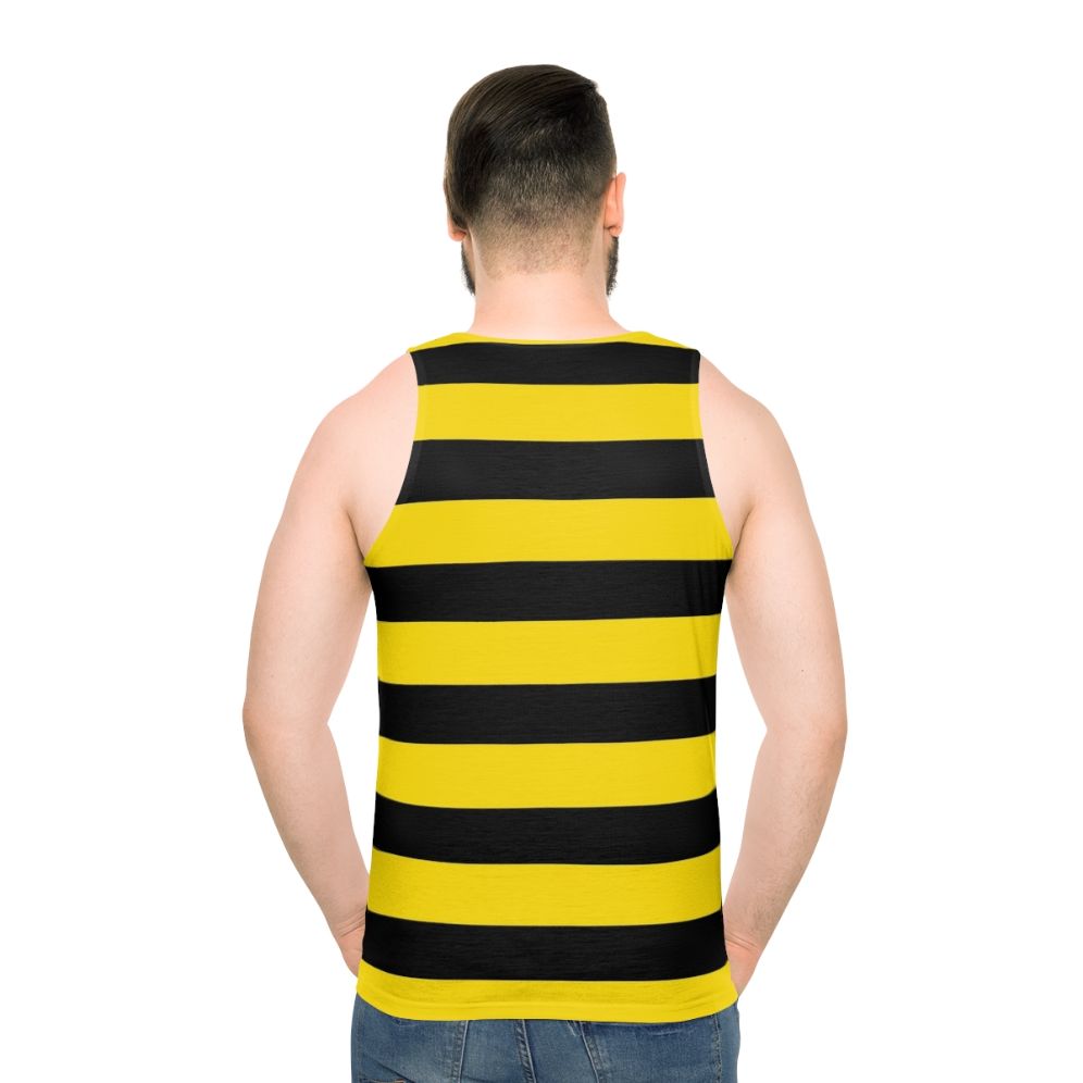 Wide horizontal yellow and black striped unisex tank top