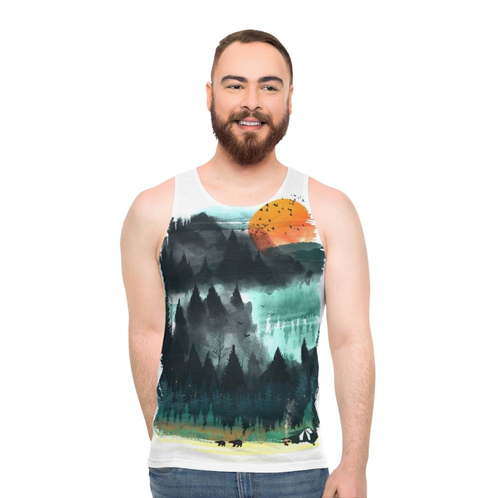 Watercolor wilderness unisex tank top