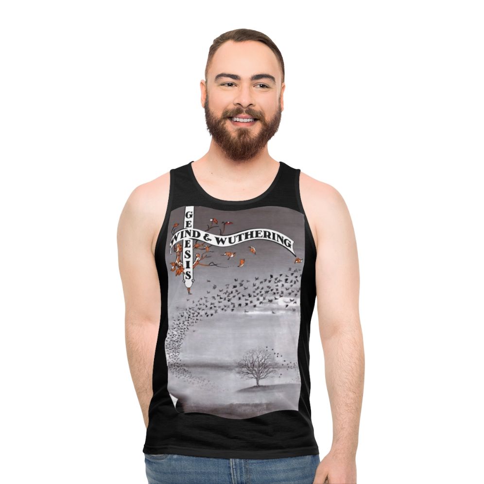 Vintage 'Wind and Wuthering' unisex tank top featuring Genesis album artwork