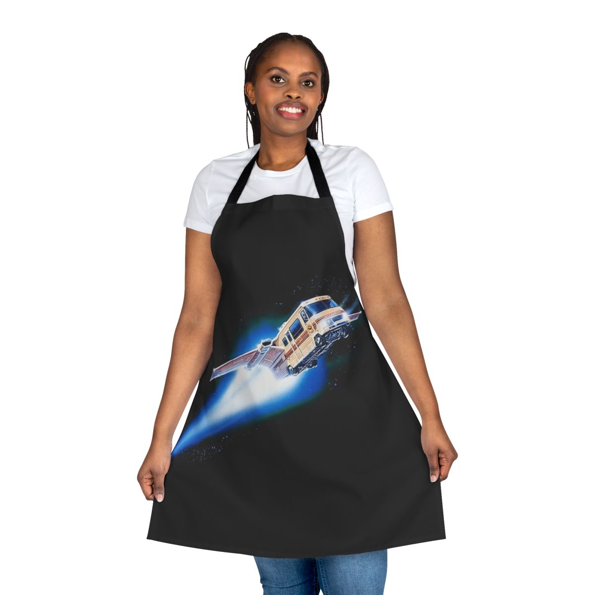 Spaceballs-inspired apron featuring a Winnebago spaceship design