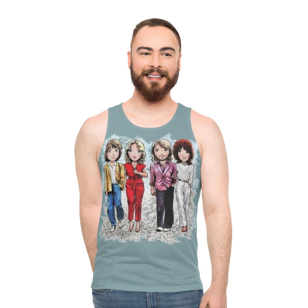 A winner unisex tank top with a music inspired vintage cartoon style design