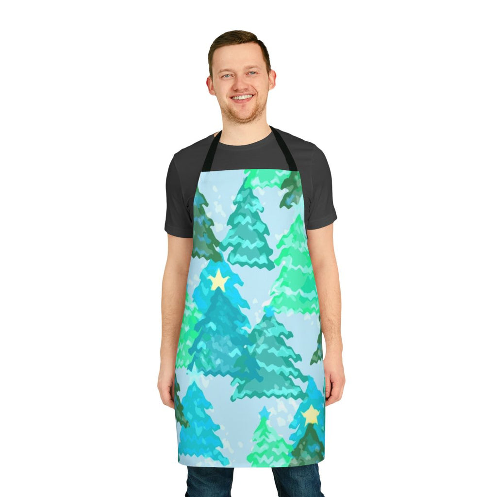 Wintergreen Christmas trees apron with snowy landscape design