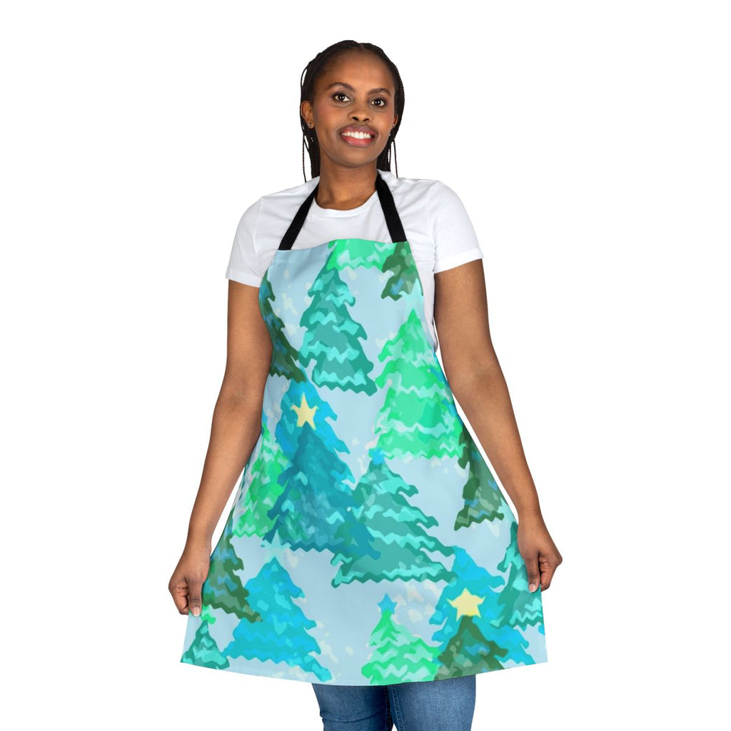 Wintergreen Christmas trees apron with snowy landscape design