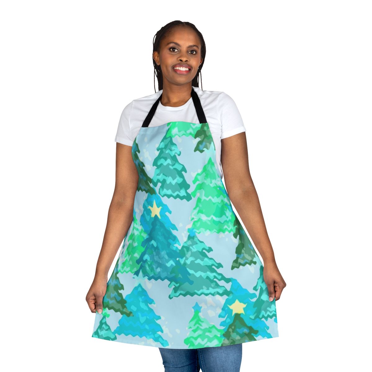 Wintergreen Christmas trees apron with snowy landscape design
