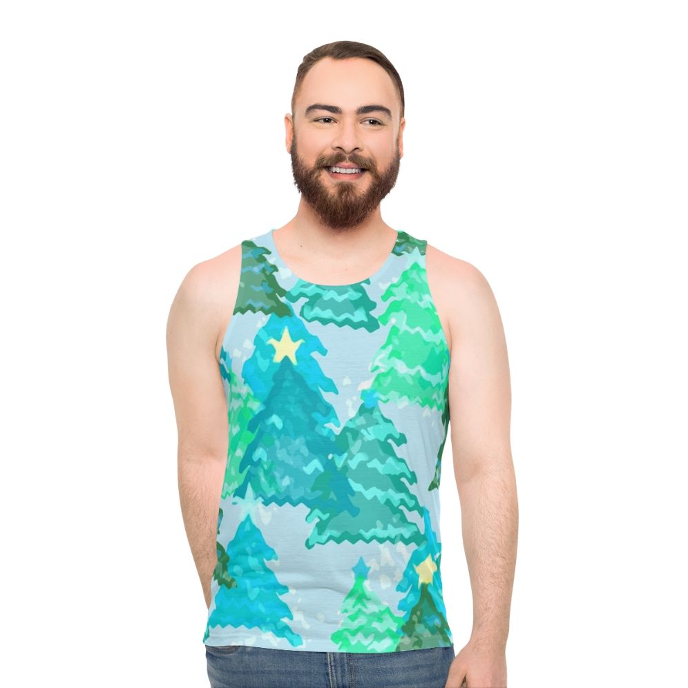 Wintergreen Christmas trees unisex tank top