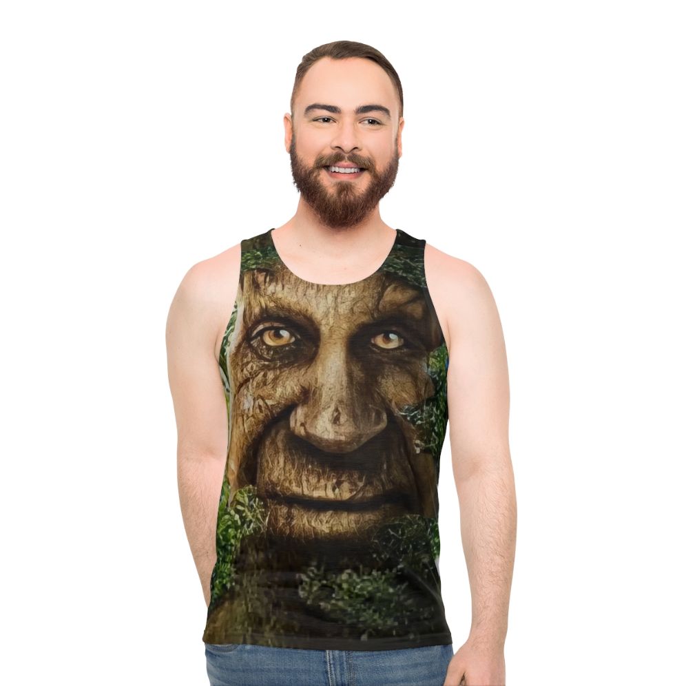 Unisex tank top with a wise tree meme design