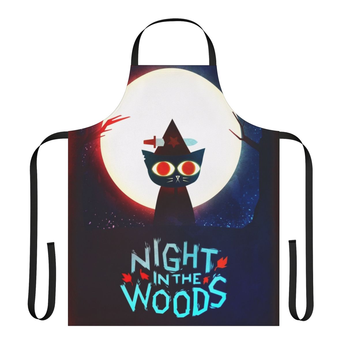 Witch Dagger-themed apron featuring characters and imagery from the video game Night in the Woods