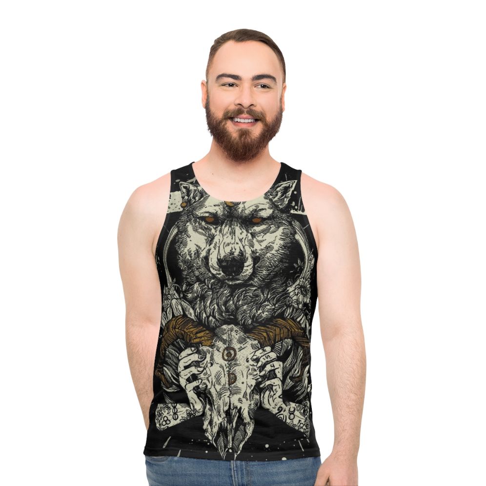 Witchcraft pagan wolf werewolf unisex tank top