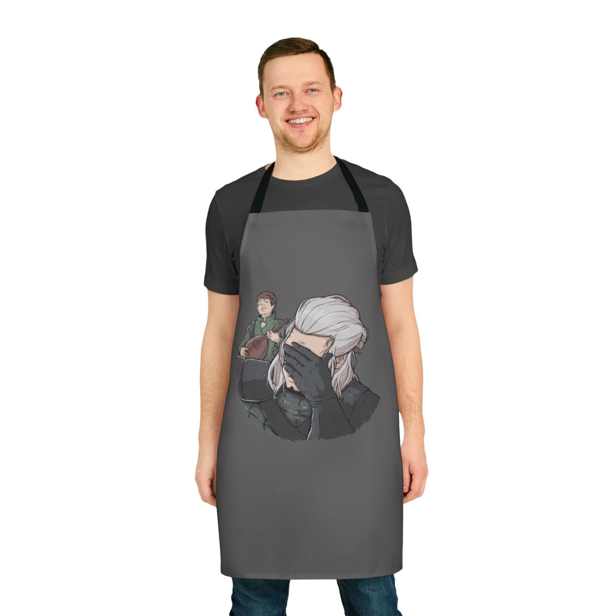 Apron depicting a face palm meme from the popular fantasy series The Witcher