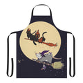 A whimsical apron featuring a cartoon opossum or black cat, perfect for witches, Halloween, and everyday wear.