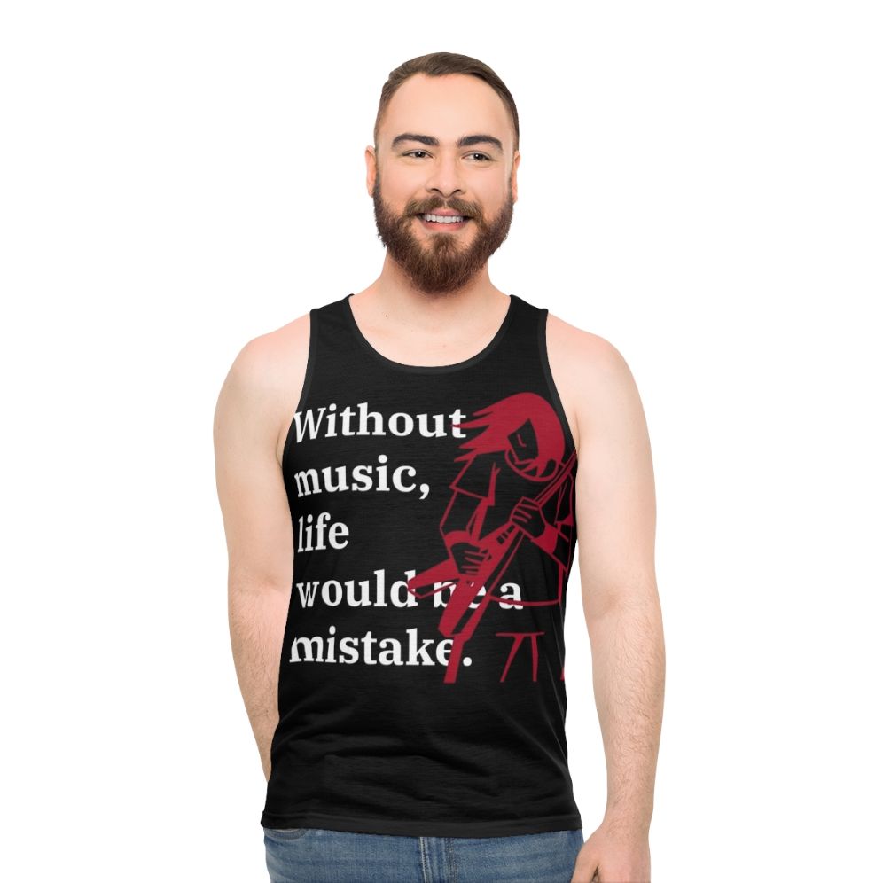Unisex Tank Top with "Without Music, Life Would Be a Mistake" Quote