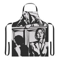Witness Prosecution inspired apron featuring black and white expressionist art by Alejandro Mogollo