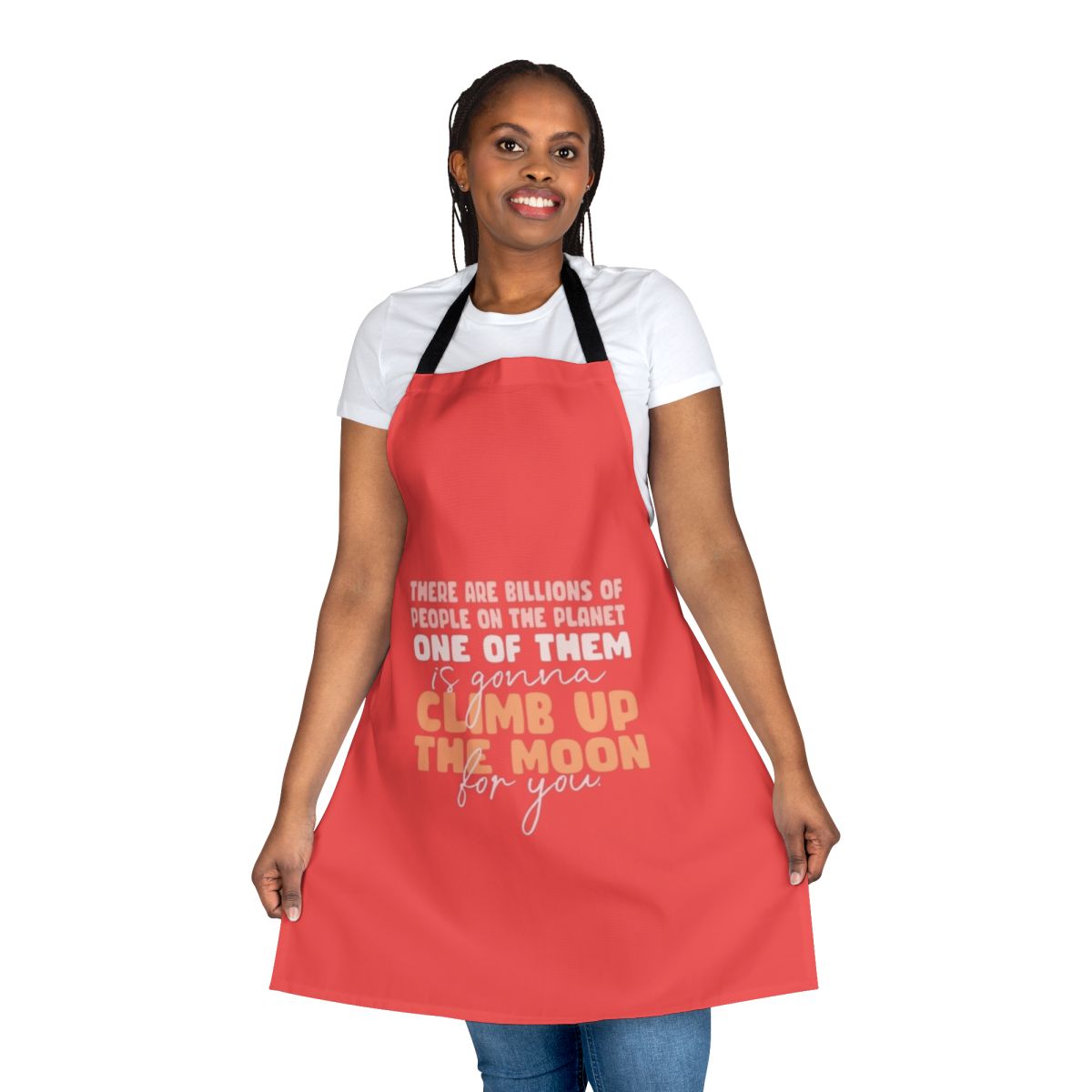 Apron with a humorous "Sex Education" love quote printed on it
