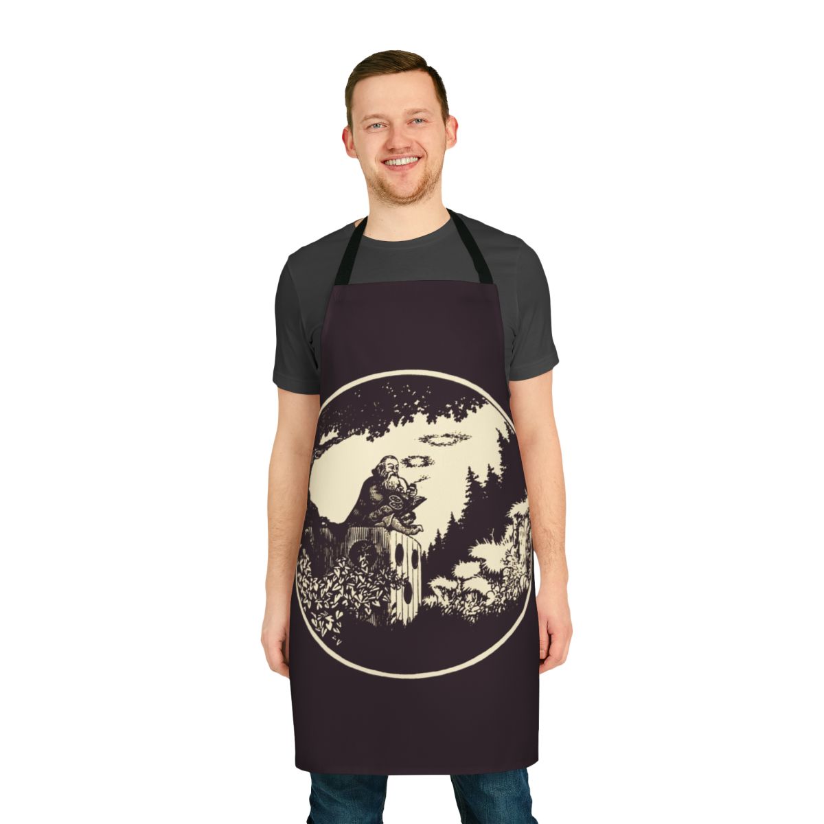 Wizard-themed apron with fantasy and retro Dungeons & Dragons inspired design