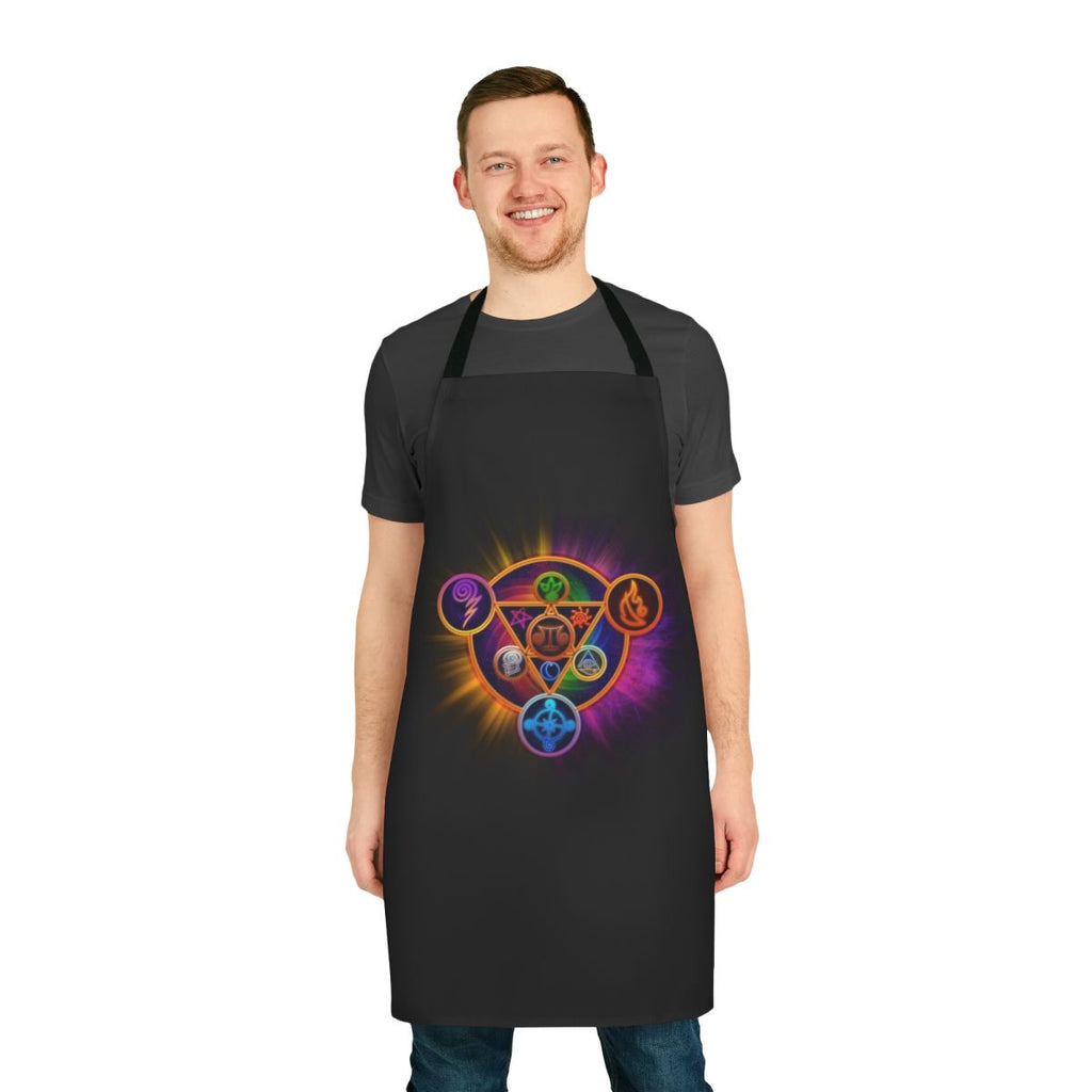 Wizard101-themed apron with custom wizard school design