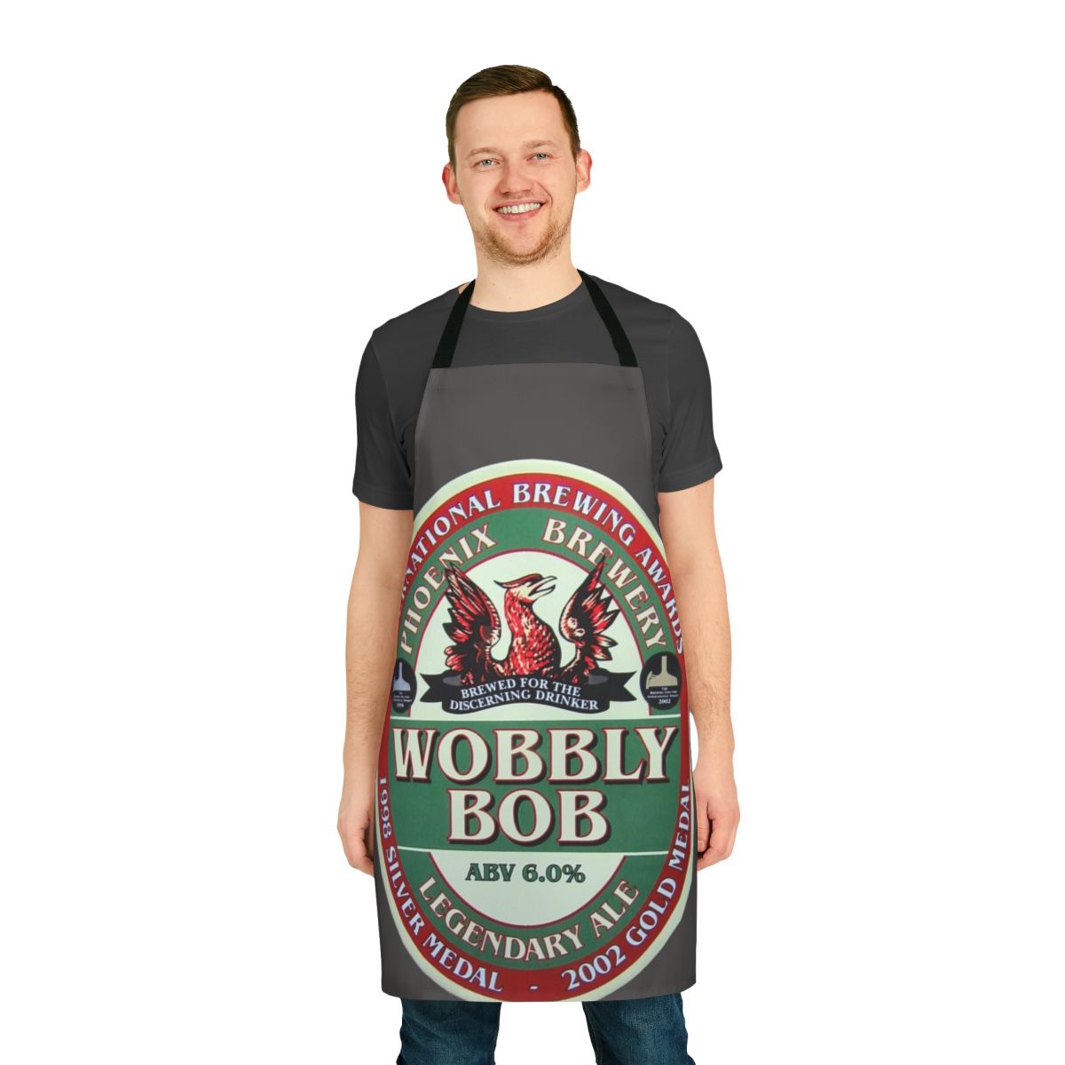 Wobbly Bob-inspired apron with ale, beer, and pub-themed design