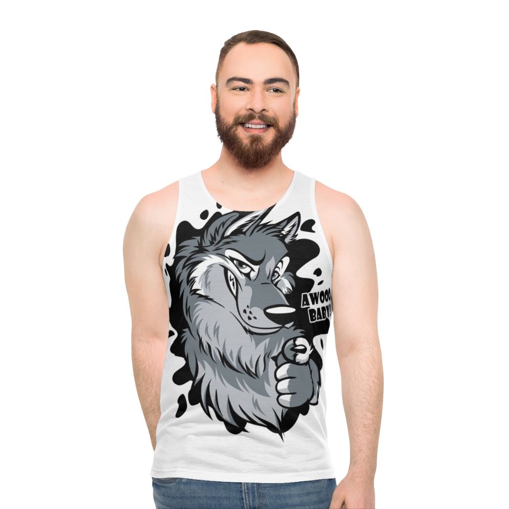 Cute wolf howling baby unisex tank top