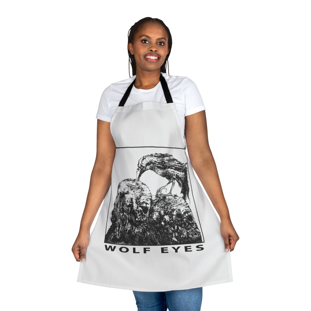 Wolf Eyes Burned Mind themed music apron featuring a graphic design inspired by the experimental noise band