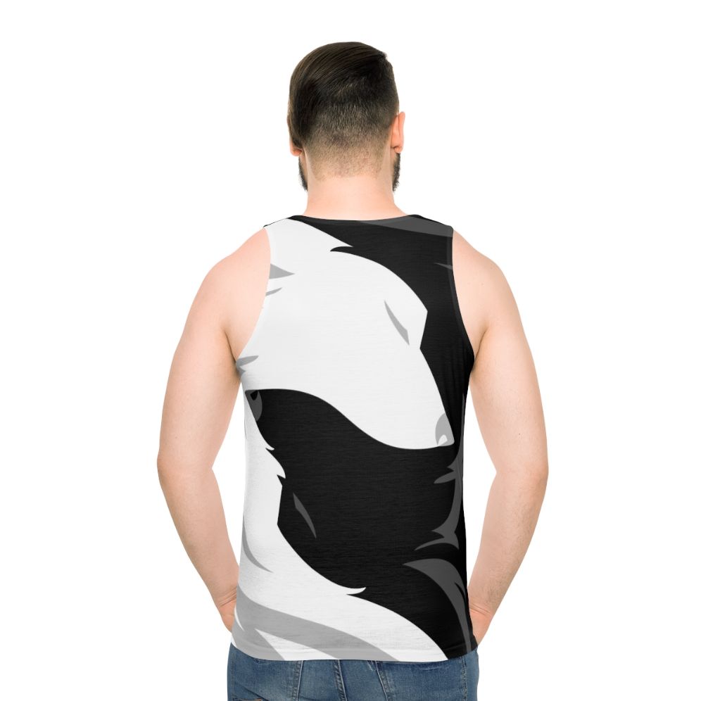Wolf love unisex tank top, minimalist black and white graphic
