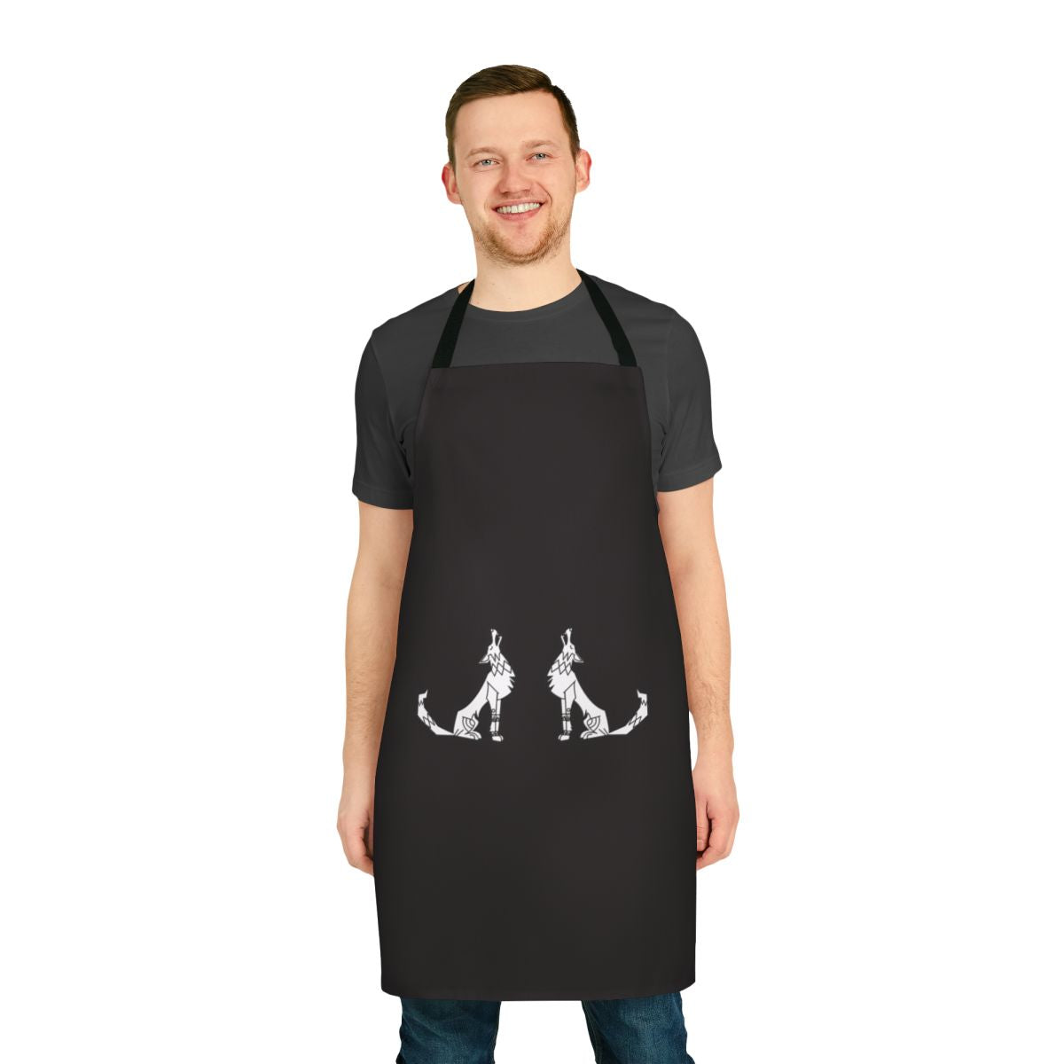 Apron featuring a striking wolf print design