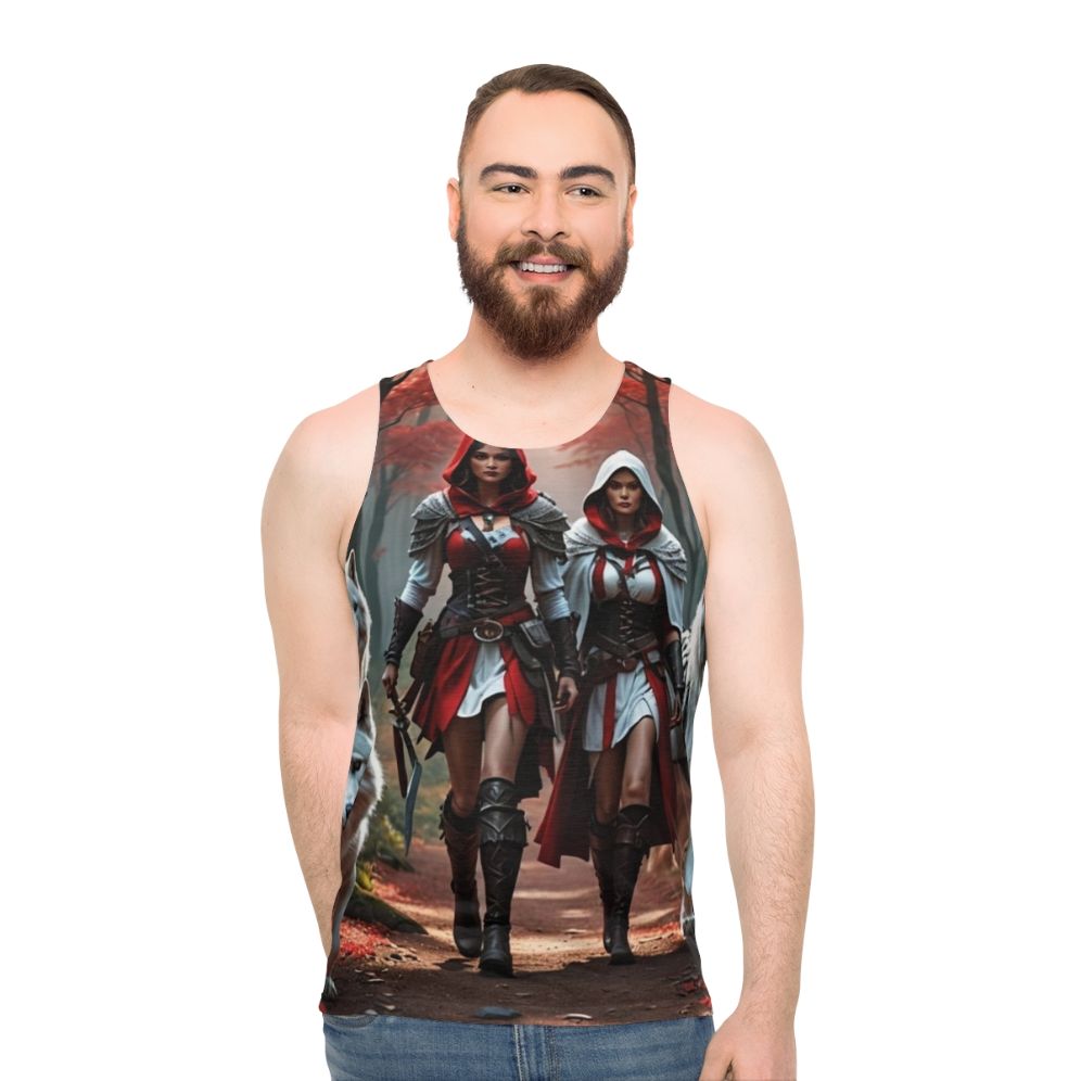 Unisex wolf print tank top
