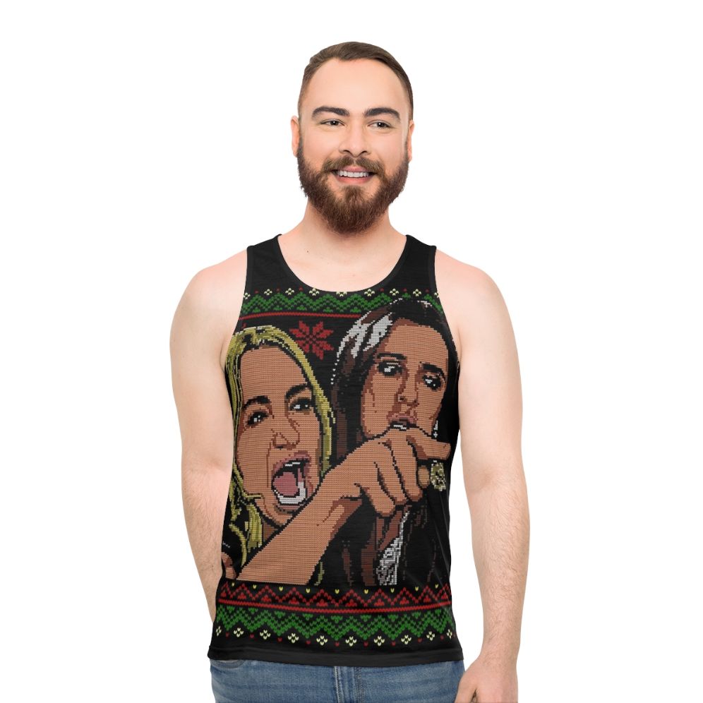 Woman Yelling at Cat Meme Ugly Sweater Unisex Tank Top