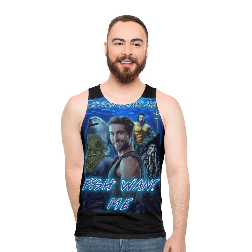 Women's unisex tank top with "Women Fear Me Fish Want Me" graphic