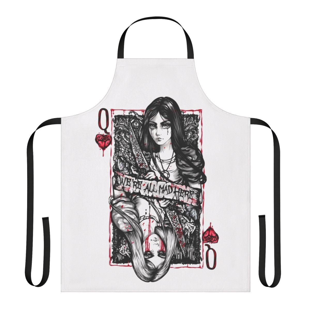 Vibrant Alice in Wonderland-themed apron featuring the iconic Cheshire Cat