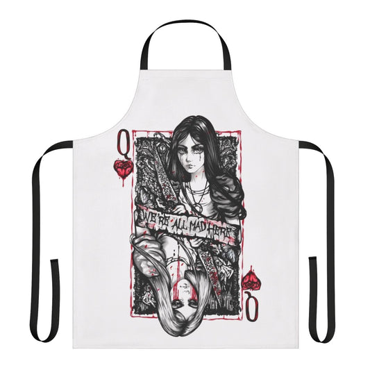 Vibrant Alice in Wonderland-themed apron featuring the iconic Cheshire Cat