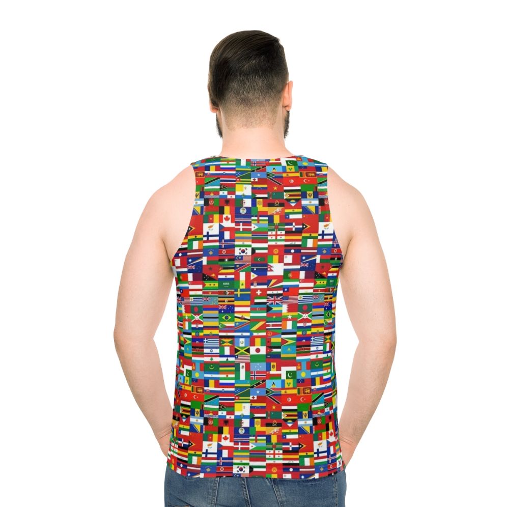 Unisex tank top featuring flags of the world