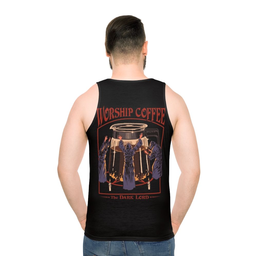 Unisex retro horror tank top with coffee lover design