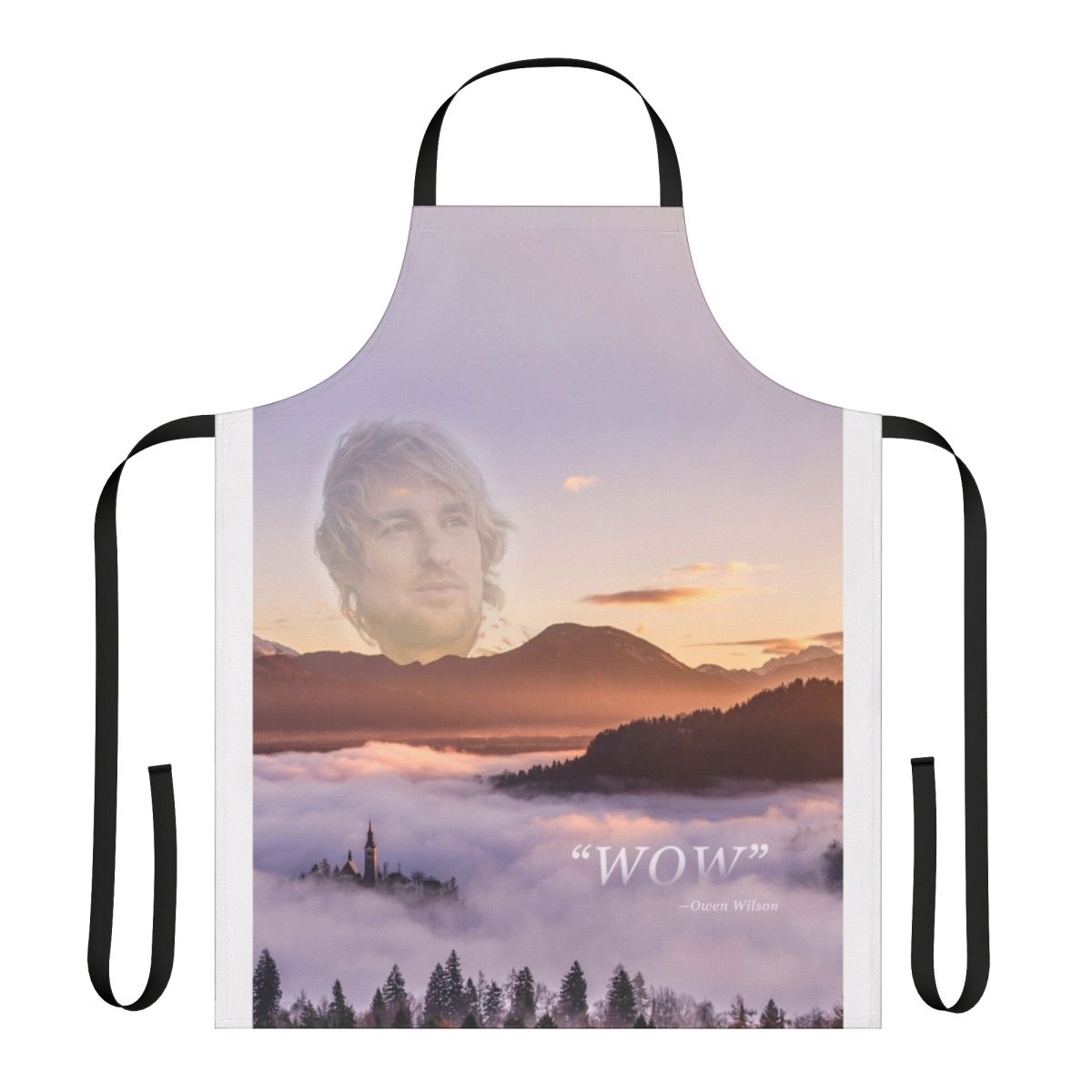 Apron featuring the iconic "Wow" catchphrase from Owen Wilson's films