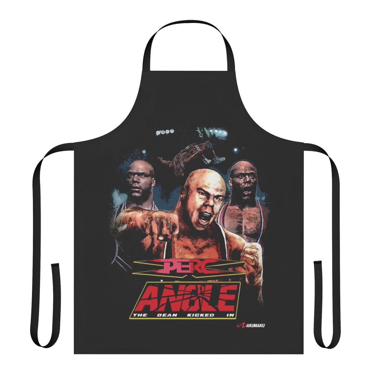 Wrestling apron with angle, kurt, perc, and moon design