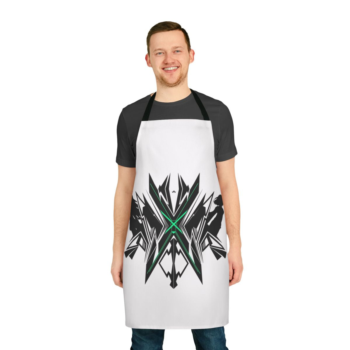 Xenoblade Chronicles 2 Pneuma-themed apron with a minimalistic cross design