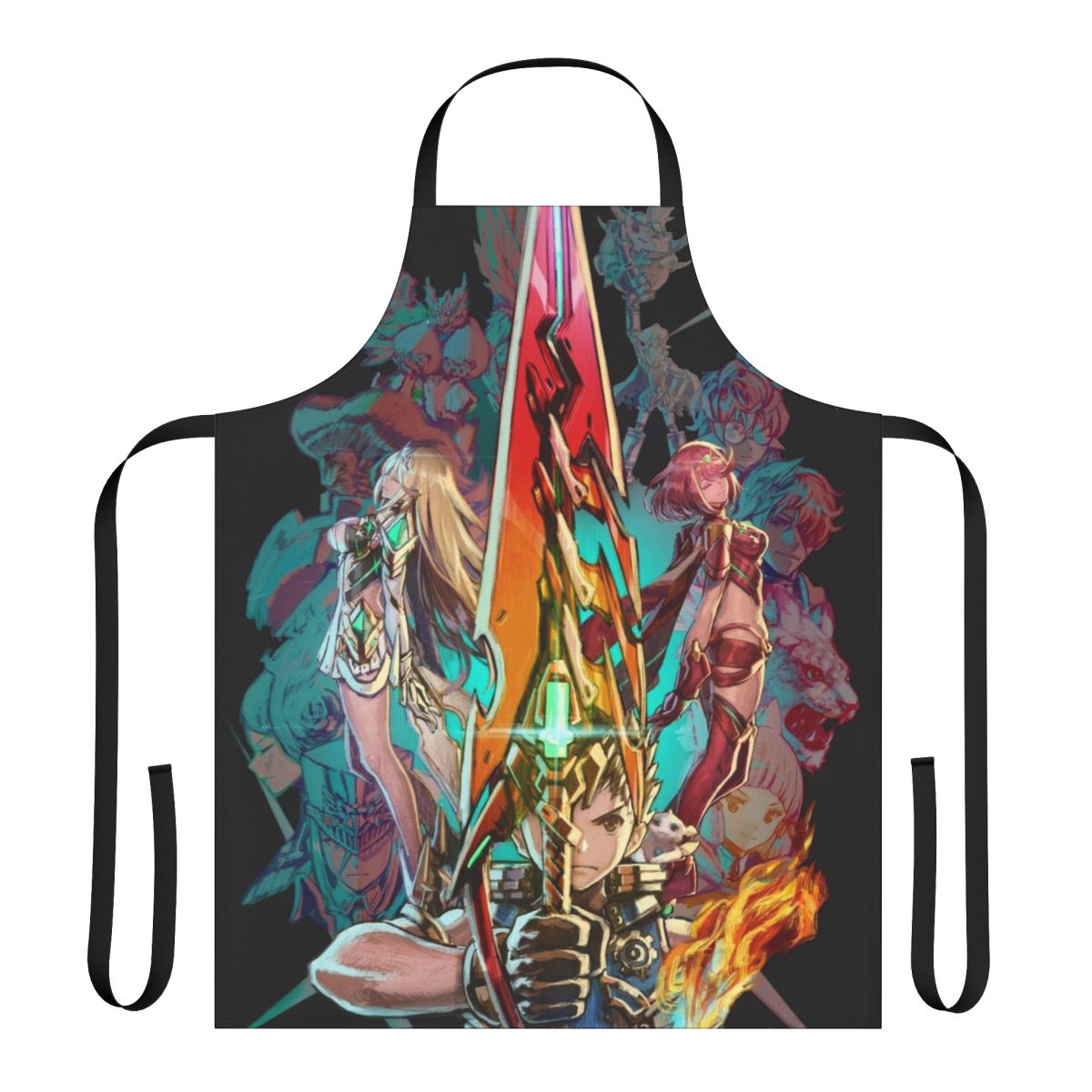 Xenoblade Chronicles themed apron featuring the Monado logo and Alrest landscape