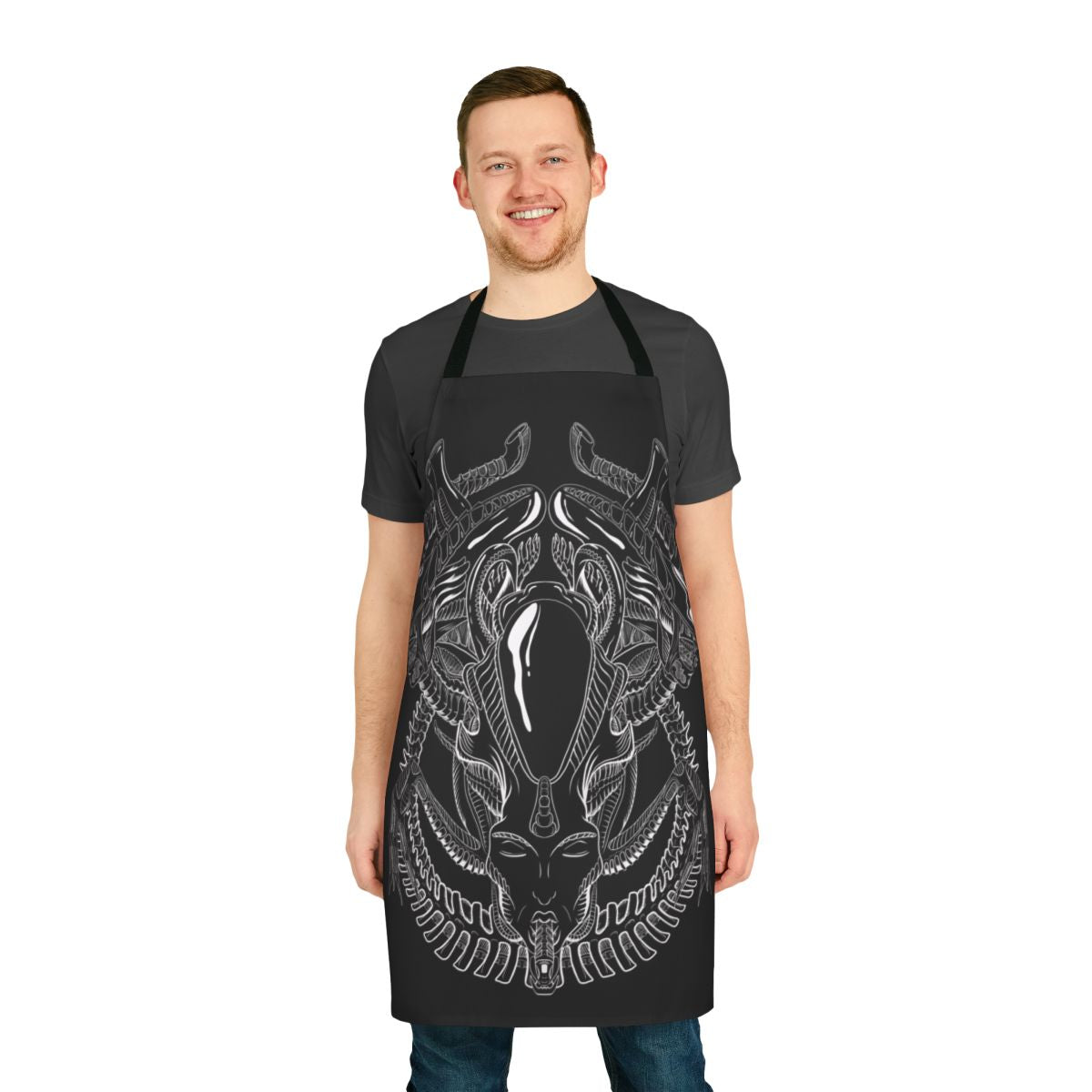 Xenomorph-themed alien apron featuring HR Giger-inspired design, perfect for grappling, martial arts, and sci-fi fans